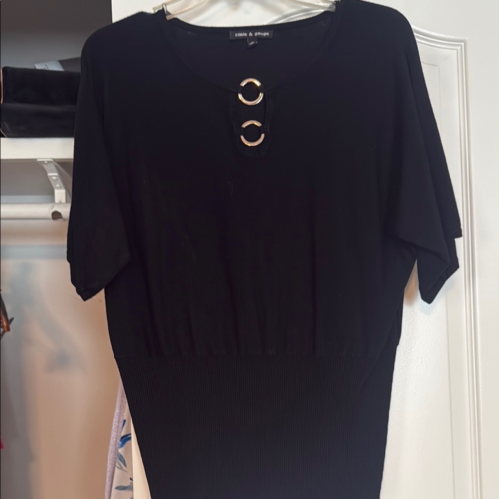 Black Top with Gold Ring Accents